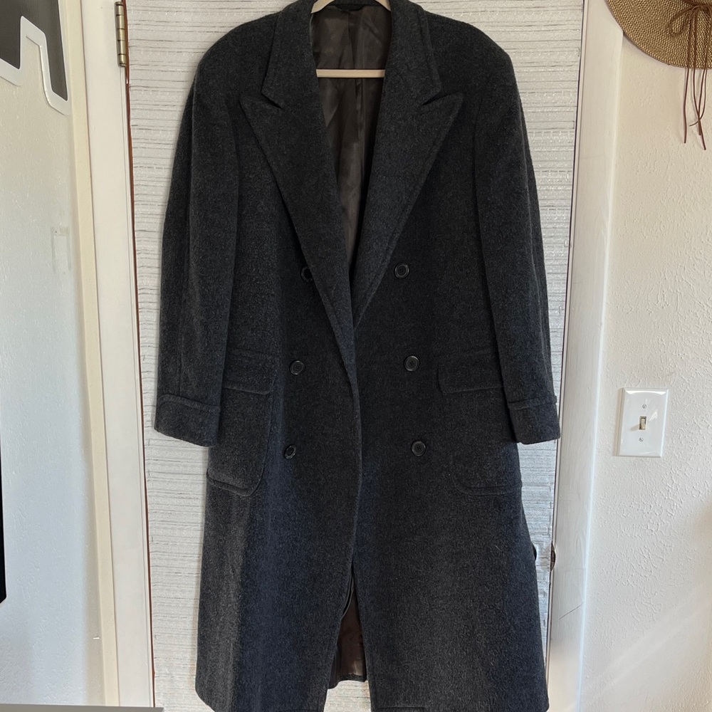 Rare Vintage Ralph Lauren Polo University Club Charcoal Wool Overcoat